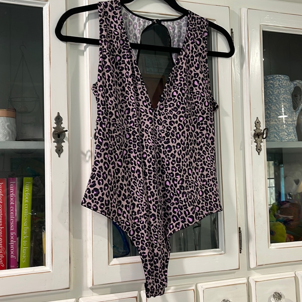 VS Pink & purple leopard halter body suit.